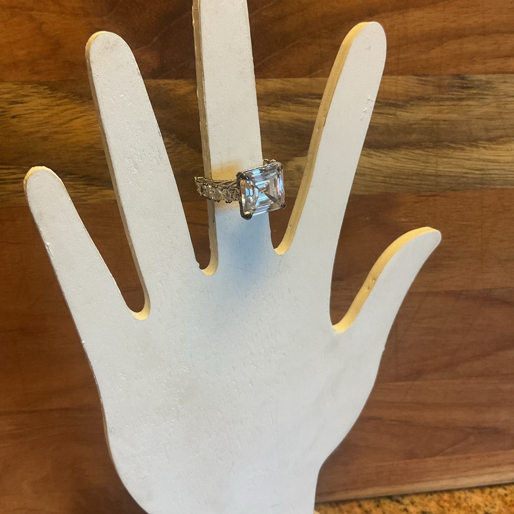 Cubic Zirconia Engagement 925 Sterling Silver Size 6.25 Statement Ring